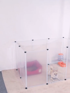 10PCS Pet Playpen Clear Pet Fence Portable Plastic Yard Fence for Small Animals Rabbits Puppy