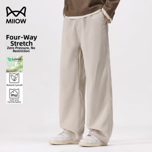 MiiOW | Old Money Style Tencel Lyocell Mens Straight Leg Breathable Long Casual Pants