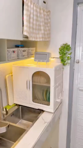 【COD】Harico Dish Cabinet With Cover Plastic Dish Rack With Cover Foldable Aesthetic Dust Proof Organizer Heavy Duty Large Small Size With Drainer For Kitchen Countertop Household Small Condo Apartment Home Cooking Lovers