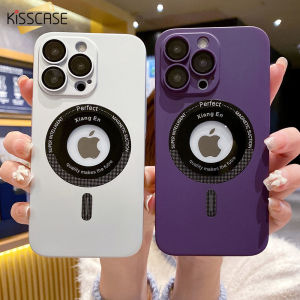【With Lens Film】KISSCASE Luxury Magnetic For Magsafe Phone Case For iPhone14 Pro Max 14 Plus 13 12 Wireless Charger Logo Hole Hard PC Back Cover