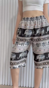 กางเกง 4 ส่วน ผ้าไหมอิตาลี ใสสบาย ประเป๋า 1 ช่อง ความยาวกำลังพอดี