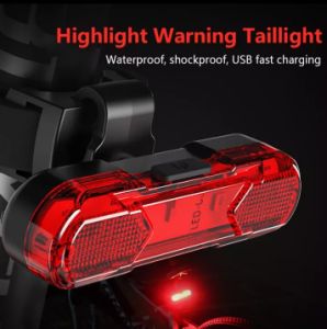 Bicycle Rear Light Waterproof USB Rechargeable LED Safety Warning Lamp Cycling Taillight Accessories