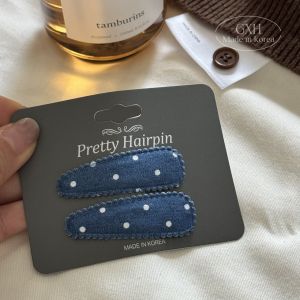 Metallic Star Waterdrop BB Clip Fabric Art Forehead Clip Lace Edge Denim Hair Accessories for Girls And Women