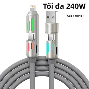 Cáp Sạc Nhanh 240W USB Type-C To Type-C Chất Liệu Hợp Kim Kẽm Truyền Dữ Liệu Dành Cho iPhone 15 Samsung Huawei Xiaomi - Cáp 2 Trong 1 Cho IOS