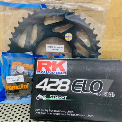 Yamaha Exciter 155 Nhông 14T - Dĩa 46T Thép Màu Đèn / Vàng Recto Thailand - Sên RK 428ELO 132L Oring Phốt Cao Su Chính Hãng RK - Takasago