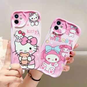 YiaMia Casing For Infinix Hot 30 / 30i / 30 Play Hot 20i / 20 Play Hot 12i / 12 Play Hot 10 Lite / 10 Play 11 Play Hot 9 Pro / 9 Play Hot 8 Pro Cute Cartoon Hello Kitty Wave Pattern Phone Case TPU Soft Protective Cover