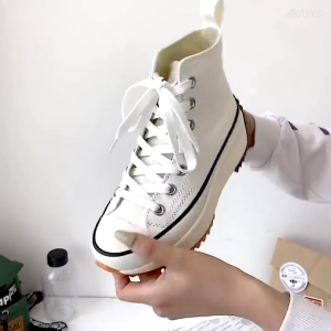 Women's Trendy Korean Ins Casual Canvas High Cut Run Star Hike Shoes - Perfect for Daily Wear
