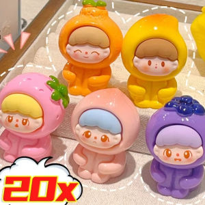 20PCS Resin Cartoon Fruit Doll DIY Car Interior Cute Crafts Micro Landscape Ornaments Creative Key Chains Figurines Pendants