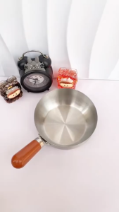 Chảo Inox Size 14cm Mini Cán Gỗ