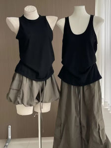 LANMENGYA | Black Loose Linen Cross-back Sleeveless Top