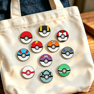 Bandai | 11pcs Cartoon Pocket Monster Ball round Enamel Lapel Pins Set Fashion Accessory Brooches for Backpack Clothes Creative Gift