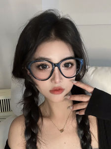 Womens Cat Eye Glasses Thick Frame Triangle Decoration Myopia Optical Glasses Retro Style round Face Suitable PPSU Material