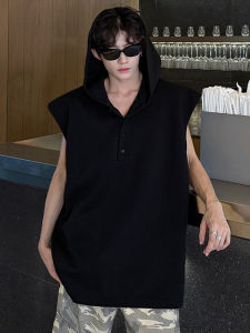 CHENMU | Black Hooded Sleeveless Vest Stylish Summer