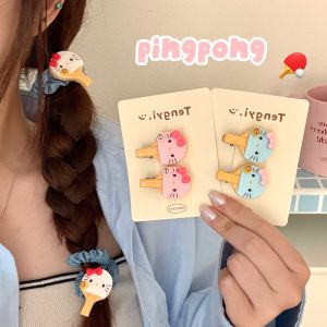 Campus Fashion Cute Cartoon Hair Clip Ping Pong Racket Hair Rope Ponytail Cat Hair Accessory Lovely Bangs Side Part Hair Clip