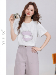 YOUXIANG | Áo Thun Hàn Quốc In Hình Thú Nhỏ Phong Cách Thoáng Mát Đa Năng