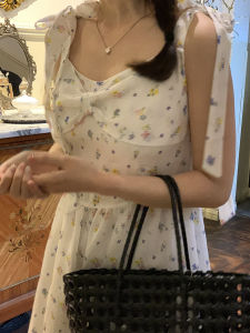 Dear Wednesday 2024 French Style Artistic Fresh Butterfly Knot Strapless Dress Cotton Spring Summer Autumn Sleeveless Gown