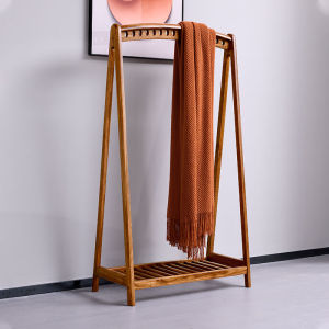 Modern Chinese Style Wooden Clothes Hanger Beethoven Home Floor Standing Coat Rack Bedroom Night Clothes Hanging Tool