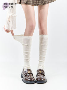 Purpleguys Ballet Style White Lace Leggings Women Summer Thin Breathable Miu Long Tube Socks Comfortable Cotton Blend Mid-Calf