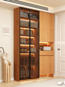 Solid Oak Storage Cabinet Glass Door