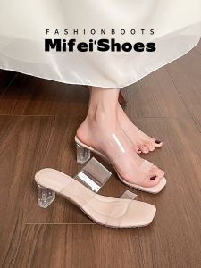MIFEI | Leather High Heel Transparent Sandals