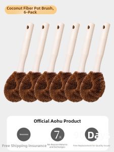 AOHU | Natural Coconut Fiber Long Handle Kitchen Scrubber