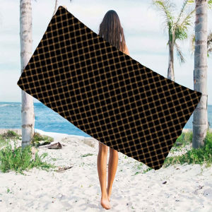 black gold argyle diamond Quick Drying Microfiber Beach Towel Lightweight for Swimming Camping Yoga - Bath Towel