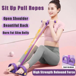 Sit Up Pull Ropes Foot Pedal Tension Rope Sit Up Fitness Exercise Elastic Bands Pedal Rope Multi Function Tension Rope Abdomen Slimming Resistance Bands Tali Ketegangan Pedal Kaki 脚蹬拉力绳