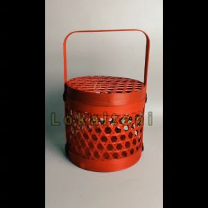 Hampers Bambu / Keranjang Bambu / Keranjang Anyam Imlek Merah 2 Toples