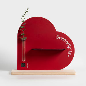 Mandelda Creative Clock Living Room Entrance Tabletop Decor Heart Shaped Storage Rack Artistic Home Decorations Wood Material