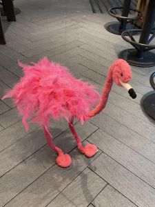 New Pinchuang Lifting Line Bird Plush Flamingo Puppet Traction Toy Hanging Pull Line Puzzle Matching Interactive