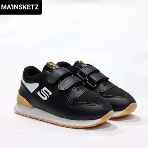 MAINSKETZ Nofies sepatu sekolah anak laki laki sepatu hitam putih