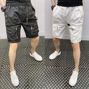 Summer New Mens Casual Workwear Shorts Zipper Multi-Pocket Loose Fit Sports Pants Five-Quarter Length Versatile Trendy