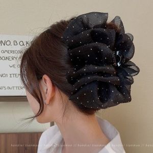 Princess Butterfly Knot Bubble Clip Double Sided Mesh Shark Jaw Female New 2024 Headwear for Party Performance Celebration