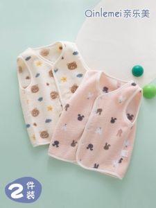 Fleece Lined Baby Vest Spring Autumn Outerwear Warm Belly Protector for Newborns And Infants Casual Polyester Fiber