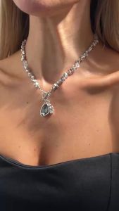 Ingemark | Ingemark Retro Black Acrylic Rhinestone Pendant Choker Necklace Women Trend Creative OT Buckle Neck Accessories 2026 New Jewelry