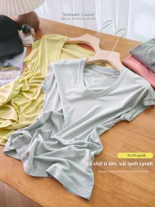 XIAOER | Cool Touch Lyocell Jersey Round Neck Flyaway Shoulder Sleeve Slim Fit Short Sleeve Tshirt