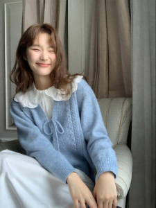 NIHAOKANONG | Áo Sweater Knit Cáp V-Neck Cổ Bướm