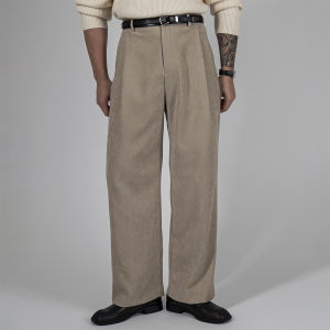 Quần Ống Đứng Xếp Ly Phong Cách Hàn Quốc Cho Nam Mùa Thu Quần Ống Rộng Thường Ngày Cạp Cao Quần Dài Nam