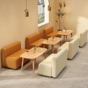 INS Cream Style Coffee Shop Casual Sofa Deck Milk Tea Shop Dessert Shop Table and Chair Negotiation Reception Sofa Combination