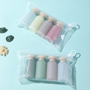 4 ชิ้น 100 มิลลิลิตรซิปเปล่ารีฟิลขวดเครื่องสําอางเดินทางที่มีฉลาก – กระเป๋าบีบแบบพกพาป้องกันการรั่วซึมสําหรับโลชั่น แชมพู