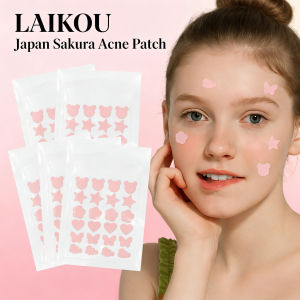LAIKOU Japan Sakura Acne Pimple Patches 24 Count Cute Shapes Hydrocolloid Spot Stickers for Face Zit Cover Treatment Skin Care