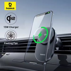 Baseus VC1 Pro Qi2 15W Ice Cooling Car Megnetic Wireless Charger  Fast Charging For Samsung Xiaomi Car Phone Holder