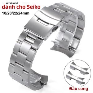 Dây Đeo Đồng Hồ Bằng Thép Không Gỉ Chắc Chắn Cho Seiko 5 SKX009/007 Nam 20mm 22mm Dây Đeo Đồng Hồ Bằng Kim Loại Jubilee Vòng Tay Cong Cuối