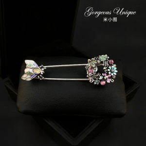 Exquisite Vintage Insect Flower Ring Large Pin High End Enamel Shawl Button Open Cardigan Button Fashionable Accessory