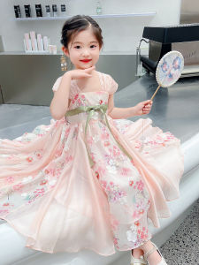 สไตล์เจ้าหญิง ฤดูร้อน เดรส สําหรับเด็กผู้หญิง 2024 แฟชั่นใหม่เทพนิยายจีน ชุดฮั่นฝู กระโปรง สาวเทพนิยายพิเศษ ผ้าฝ้าย เดรส