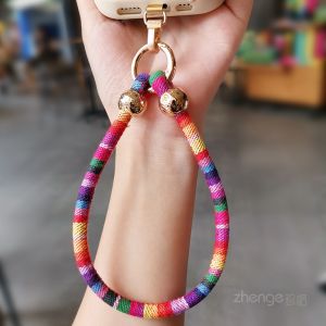 Colorful Plush Wrist Strap Phone Lanyard Original Ethnic Style Outdoor Anti-Loss Handheld Prevent Dropout for Mobile Phone