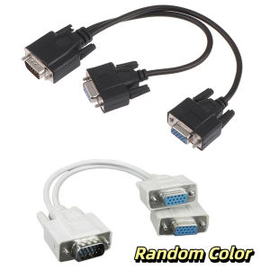 【Y】1PC VGA Splitter Y-Cable - 15Pin VGA Male To 2 Vga Svga Female Adapter Splitter Video Monitor Cable