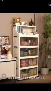inhom 3-6 Layer Foldable Storage Cabinet With Wheels Dual Mode Plastic Organizer Box For Storage