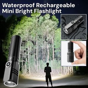 Waterproof Mini Bright Flashlight Super Bright Long Range Flashlight Rechargeable Mini Flashlight