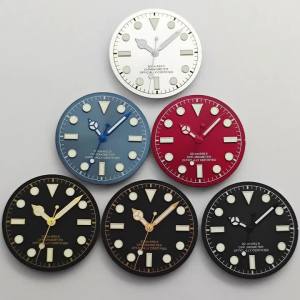Menex Green Luminous Watch Dial & Hands Fit NH35 NH36 ETA2824 2836 Miyota82 DG Movement Red Black Blue Watch Replacement Parts